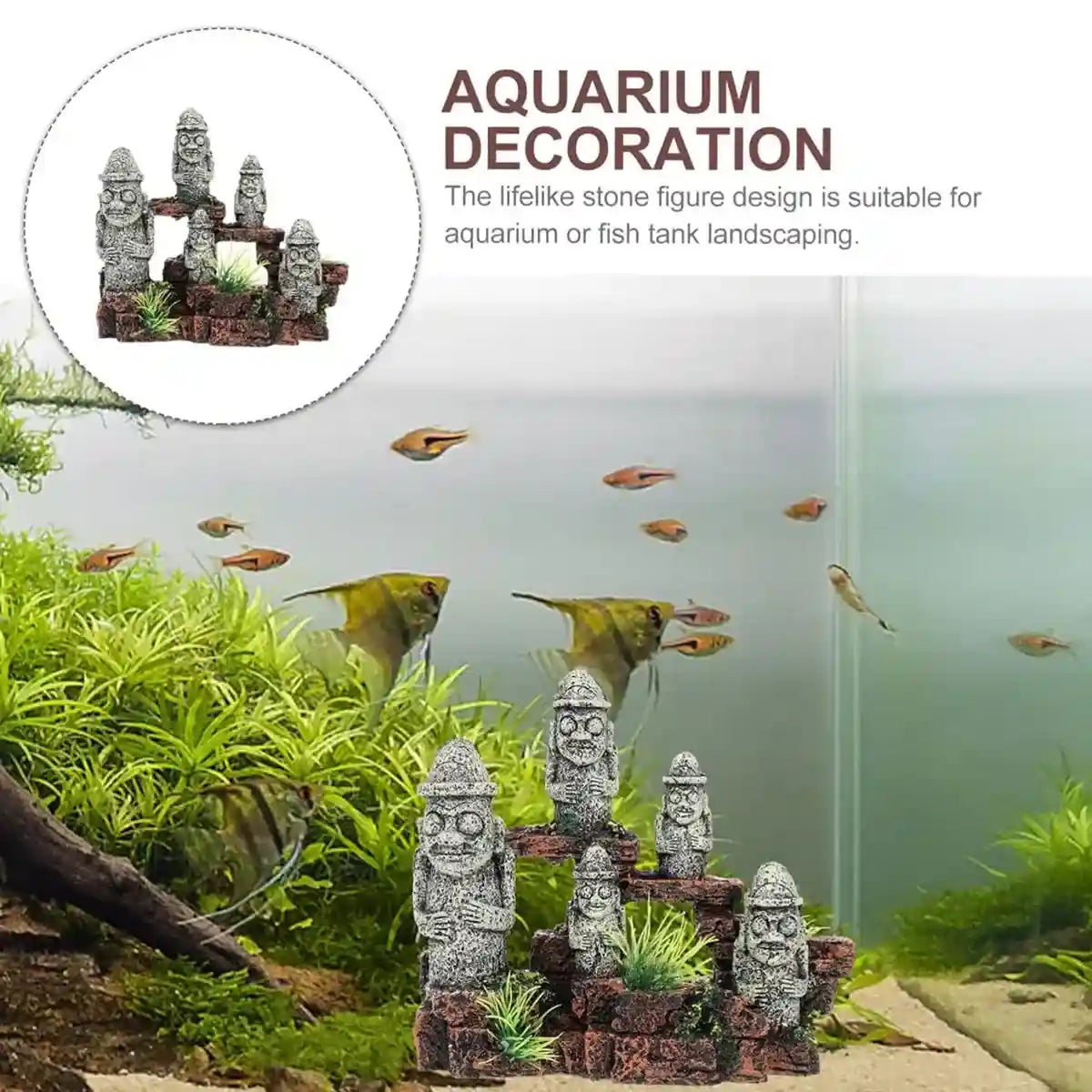 Easter Island Ornament Moai Statues Fish Tank Decoration Resin Model