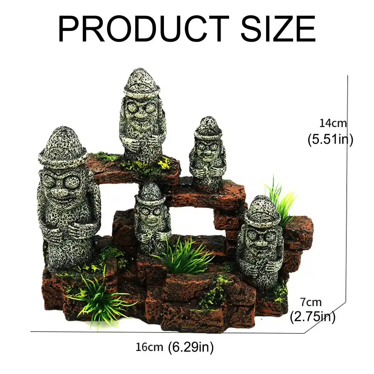 Easter Island Ornament Moai Statues Fish Tank Decoration Resin Model