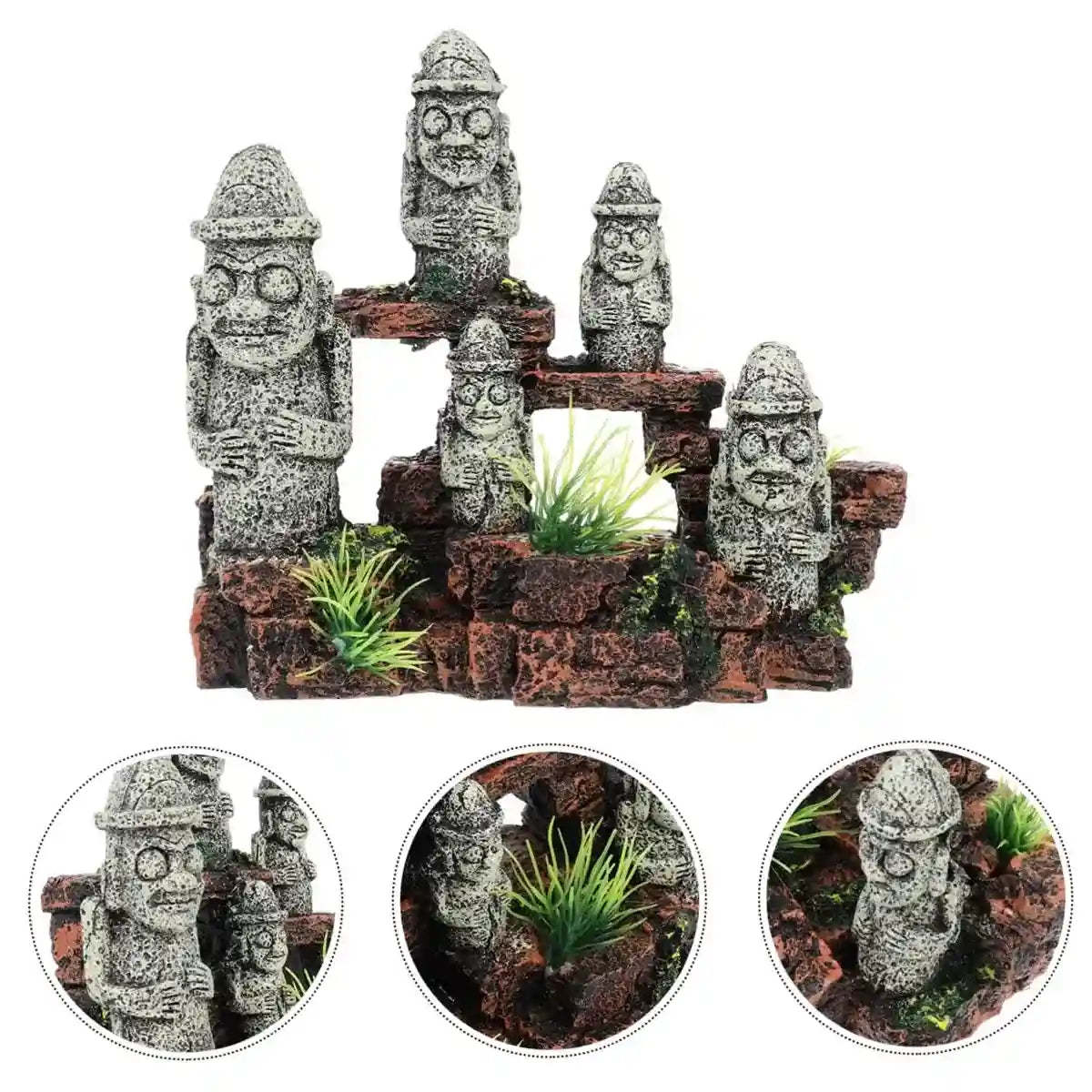 Easter Island Ornament Moai Statues Fish Tank Decoration Resin Model