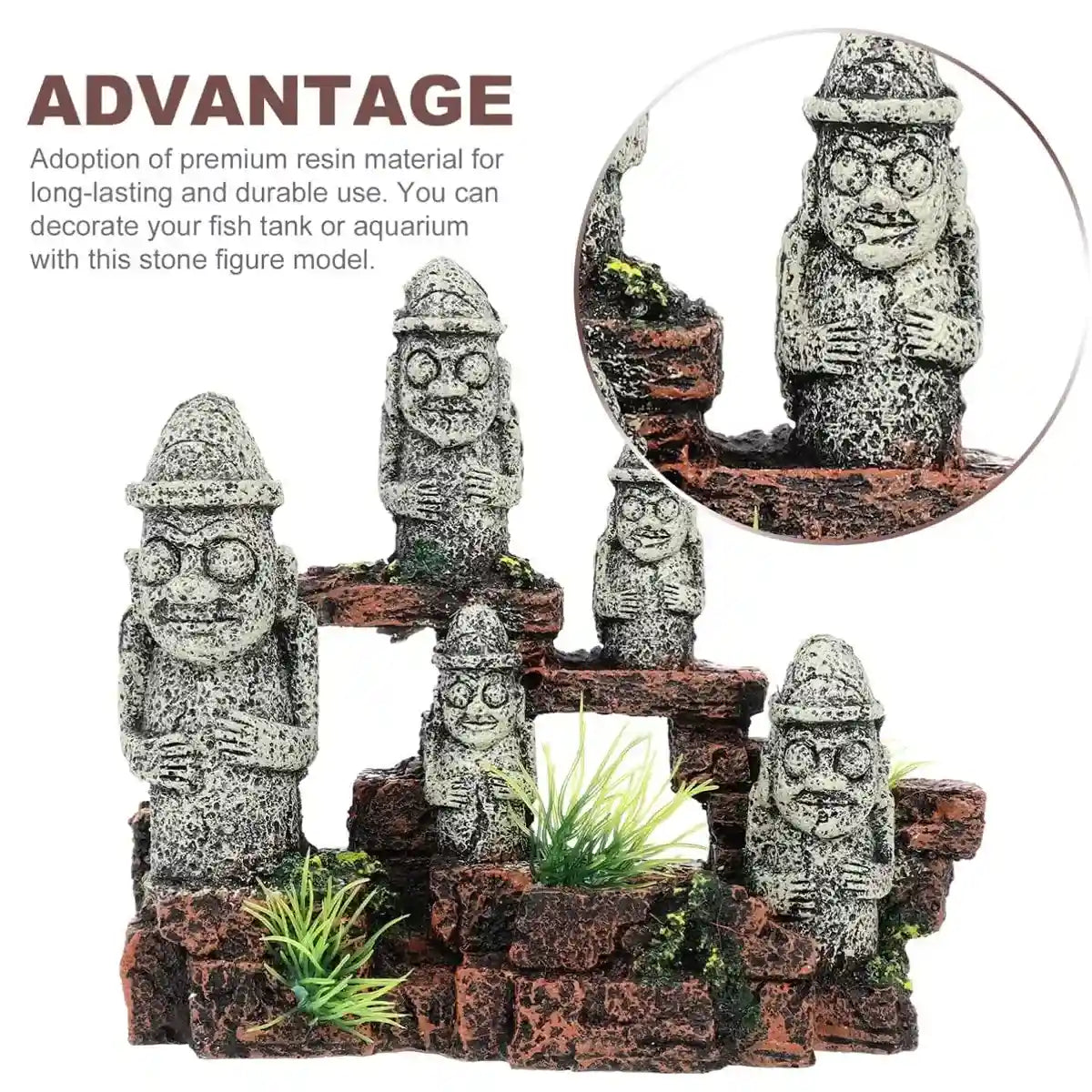 Easter Island Ornament Moai Statues Fish Tank Decoration Resin Model