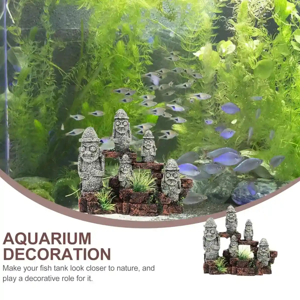 Easter Island Ornament Moai Statues Fish Tank Decoration Resin Model