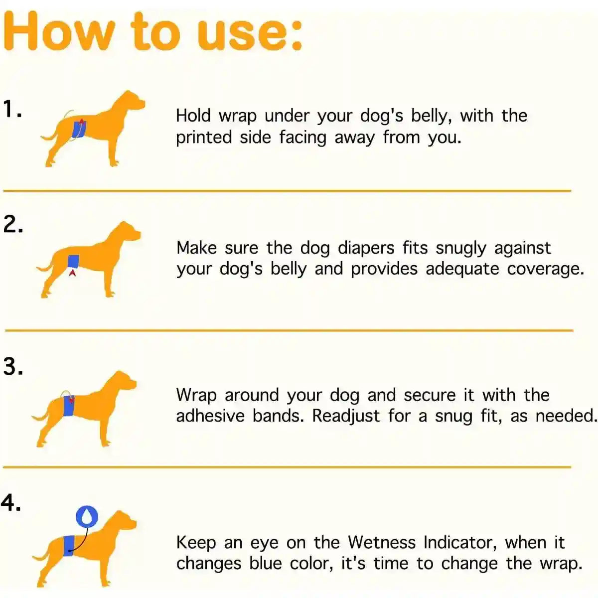 Male Dog Diapers Adjustable Fit Leak-Proof with Wetness Indicator