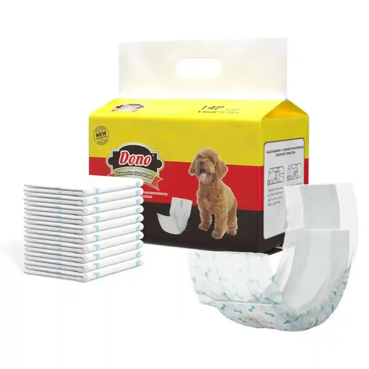 Male Dog Diapers Adjustable Fit Leak-Proof with Wetness Indicator