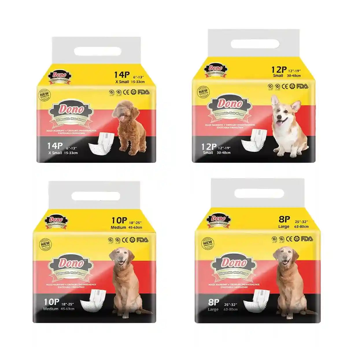 Male Dog Diapers Adjustable Fit Leak-Proof with Wetness Indicator