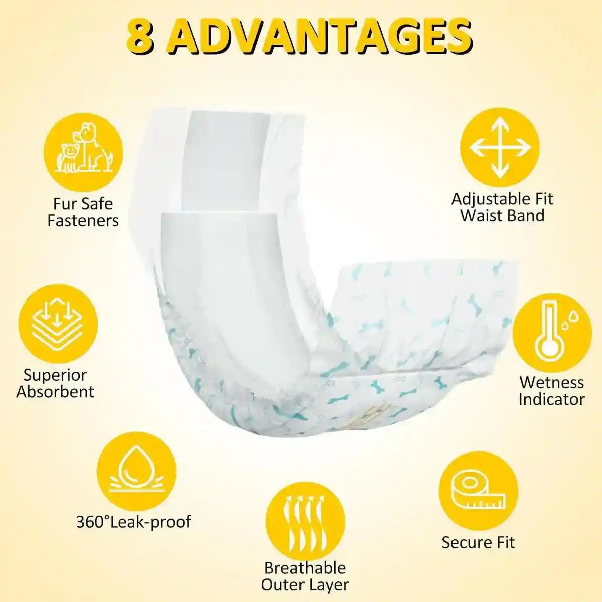 Male Dog Diapers Adjustable Fit Leak-Proof with Wetness Indicator