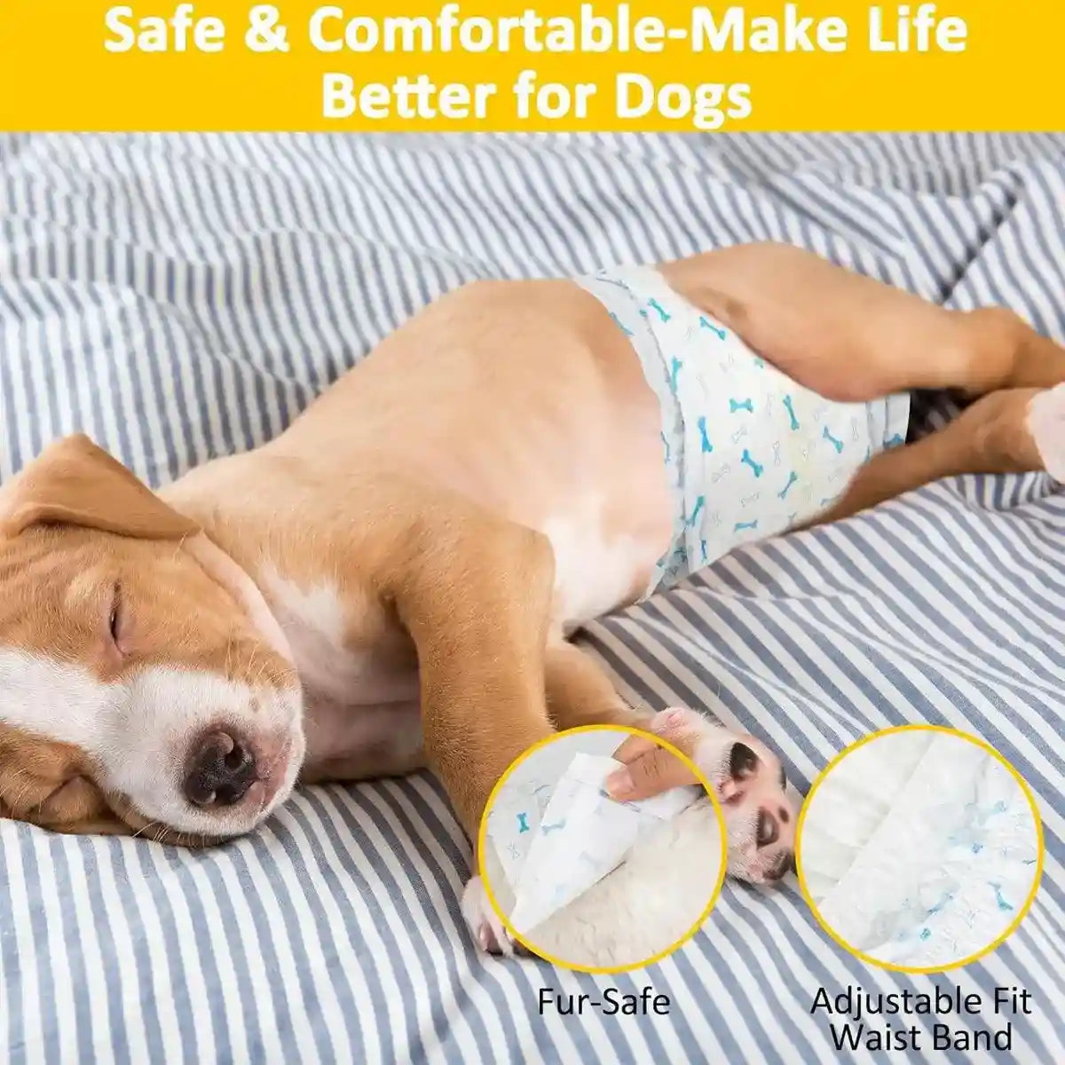 Male Dog Diapers Adjustable Fit Leak-Proof with Wetness Indicator