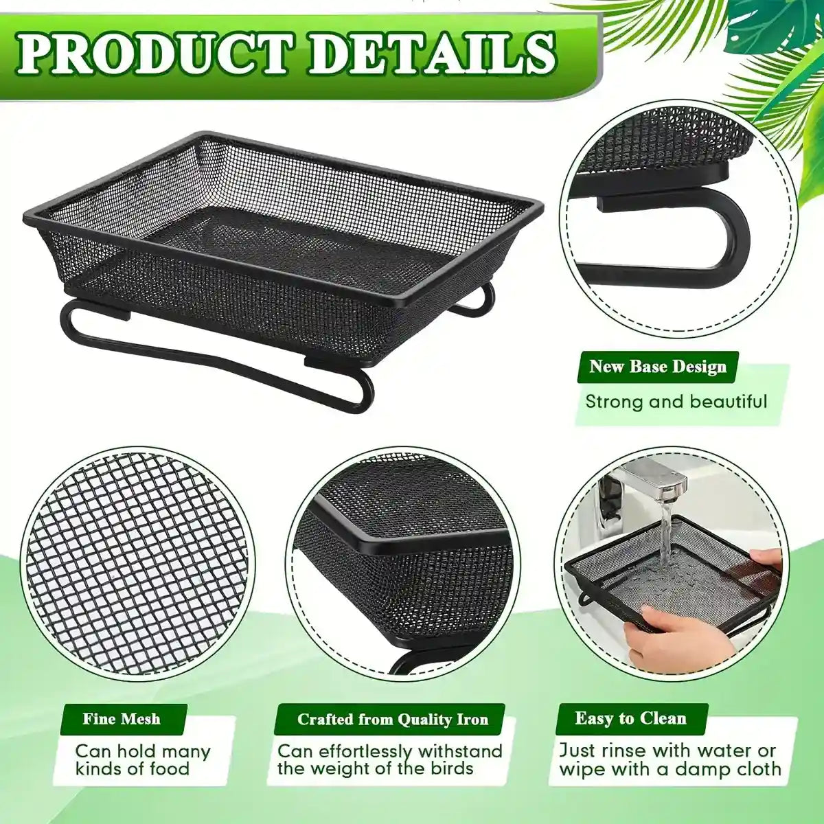 Rust-Resistant Outdoor Tray with Square Metal Bird Feeder Design
