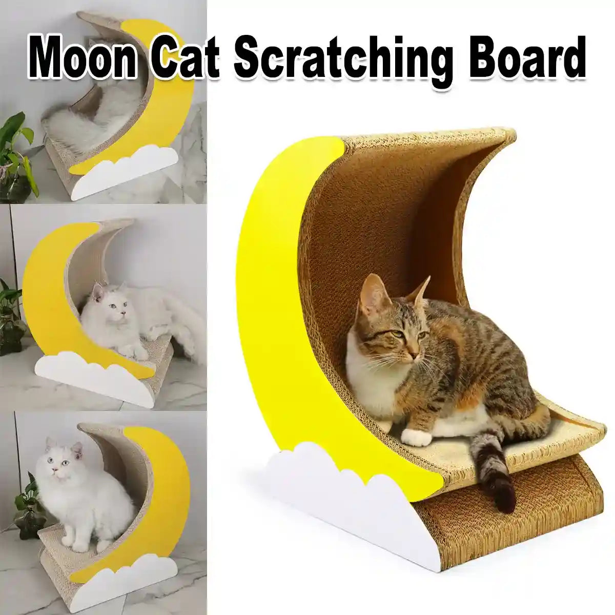 Moon Shape Cat Scratching Lounge with Cloud Base