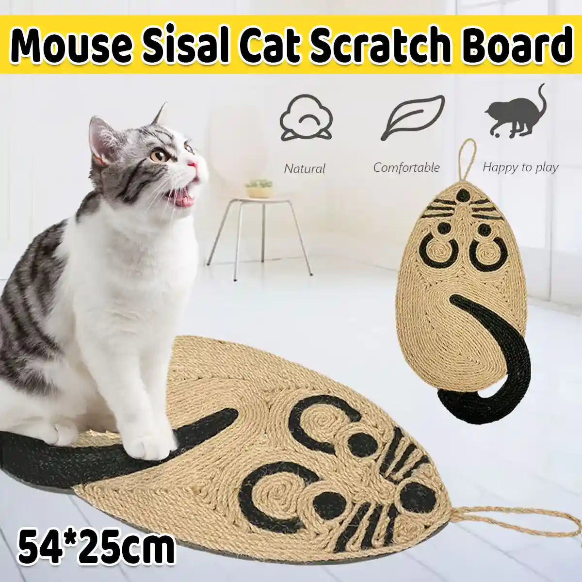 Mouse-Shaped Cat Scratching Board Sisal Claw Care Pad For Furniture Protection
