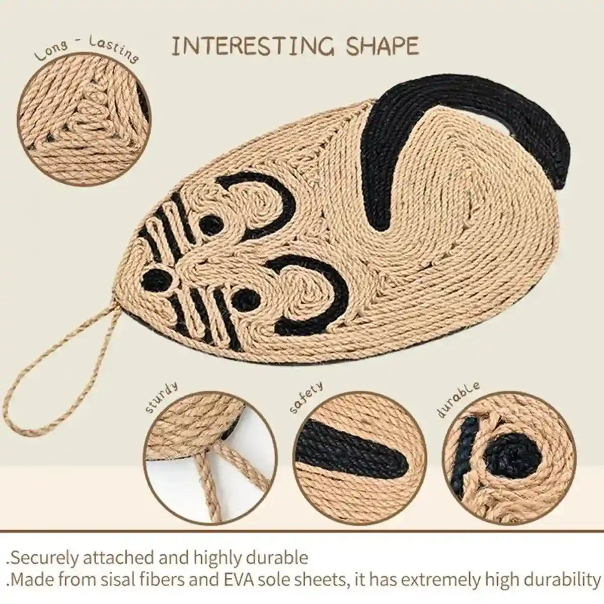 Mouse-Shaped Cat Scratching Board Sisal Claw Care Pad For Furniture Protection