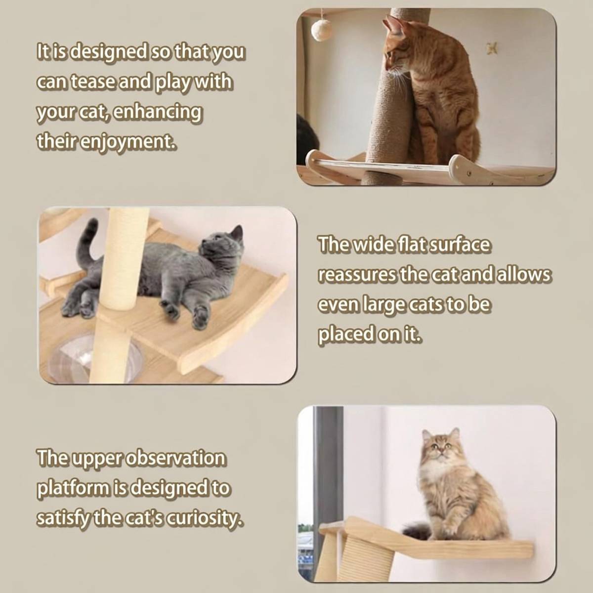 Scandinavian Cat Tree Multi-Level Wooden Climbing Tower