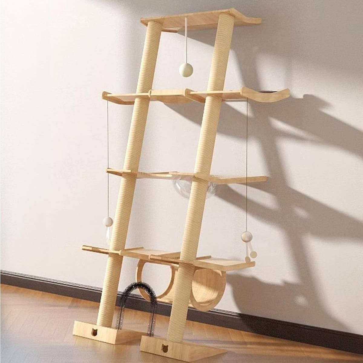 Scandinavian Cat Tree Multi-Level Wooden Climbing Tower