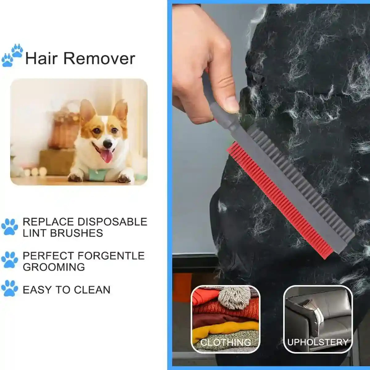 2-in-1 Pet Hair Removal Brush with Dual-Sided Bristles