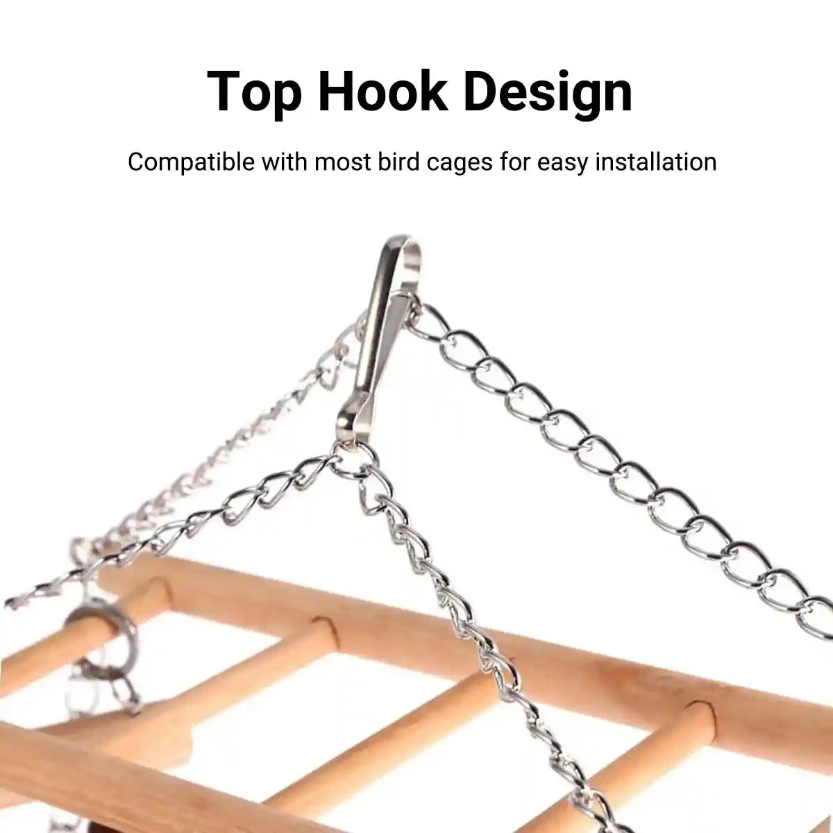 Double-Layer Bird Swing Toy Wooden Swing with Ladder & Bell for Birds