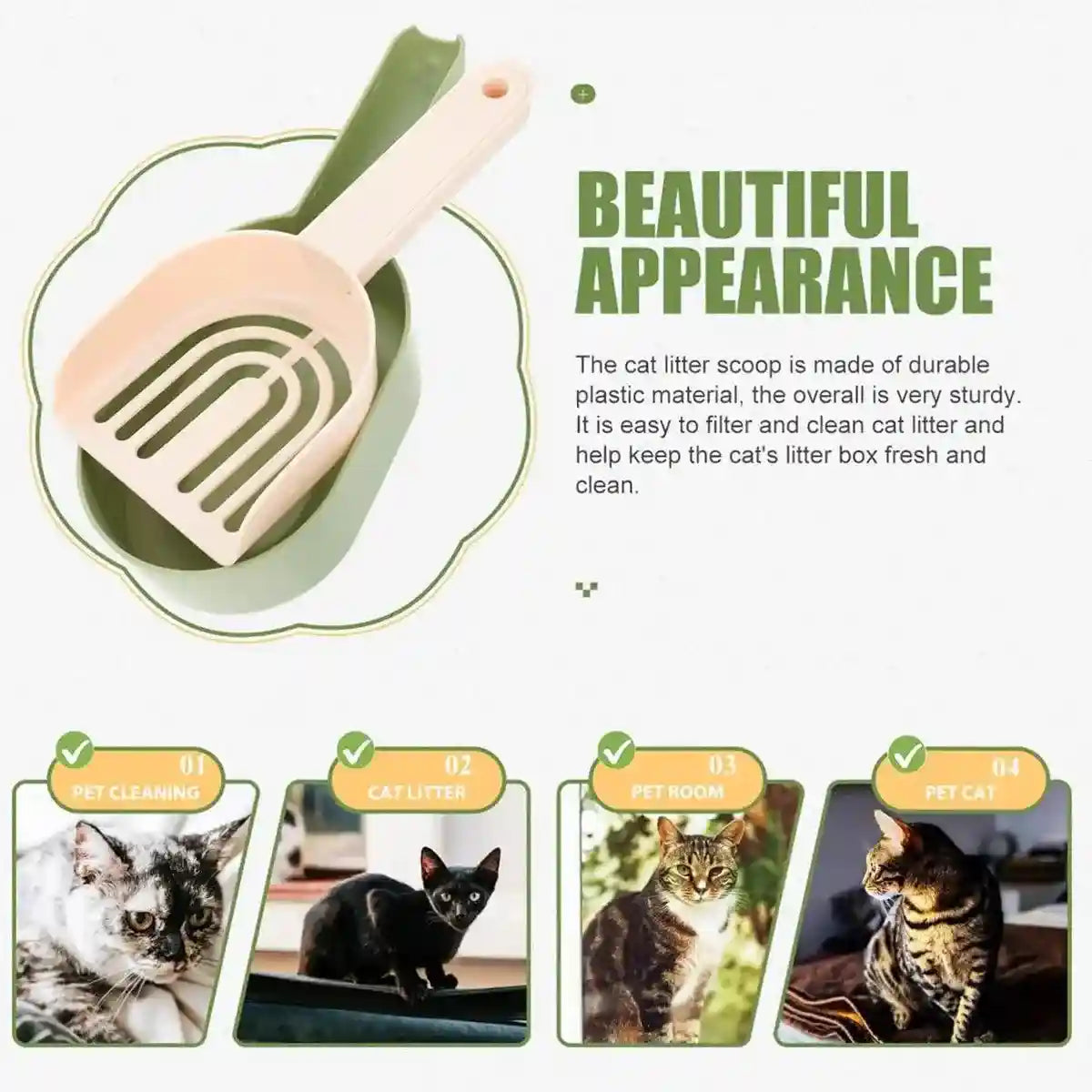 Detachable Cat Litter Scoop With Base Container For Easy Cleaning