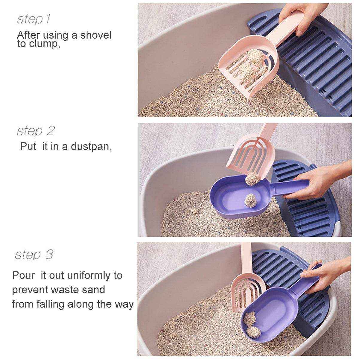 Detachable Cat Litter Scoop With Base Container For Easy Cleaning