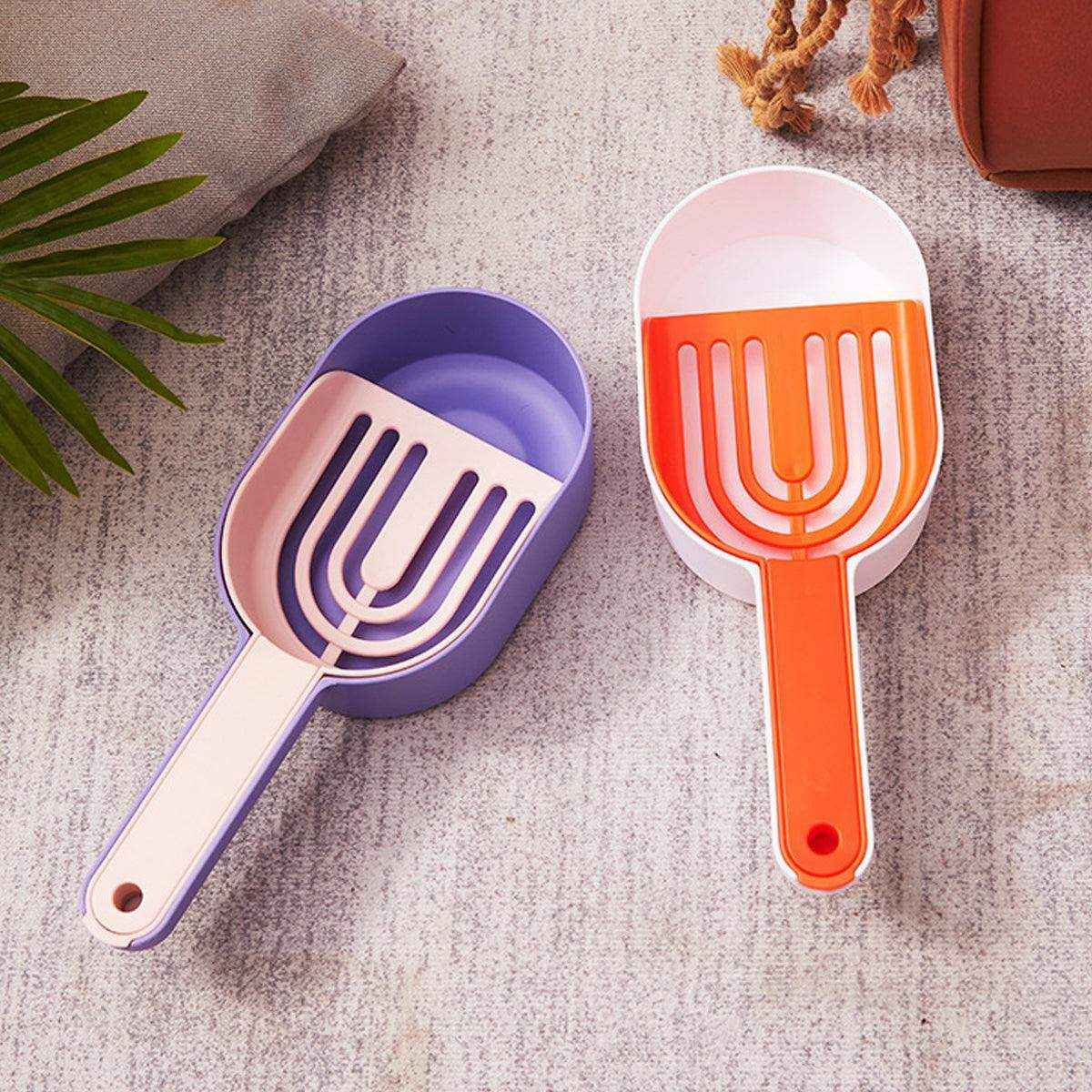 Detachable Cat Litter Scoop With Base Container For Easy Cleaning