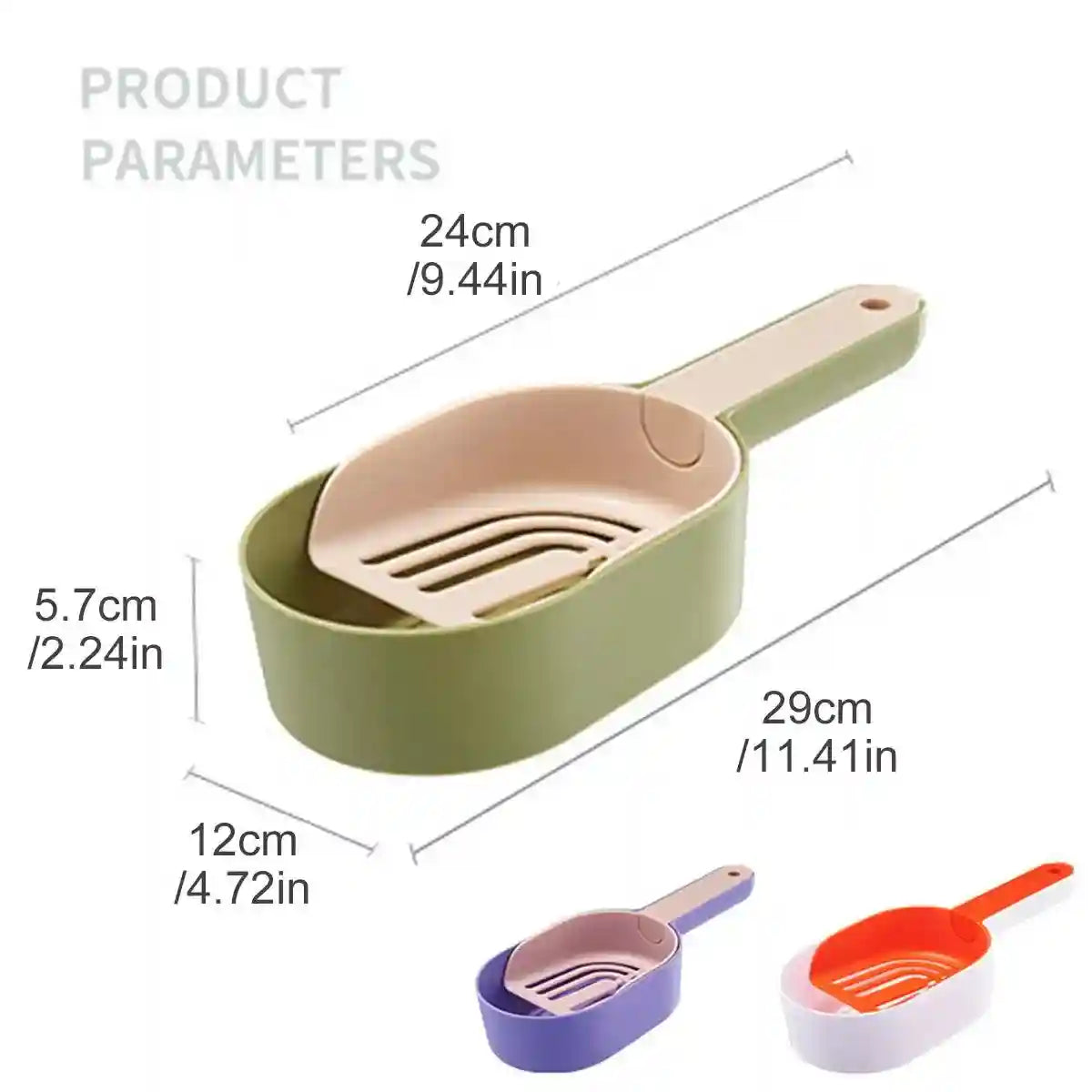 Detachable Cat Litter Scoop With Base Container For Easy Cleaning
