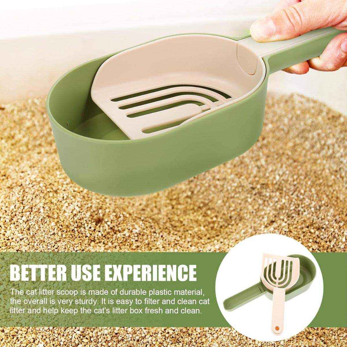 Detachable Cat Litter Scoop With Base Container For Easy Cleaning