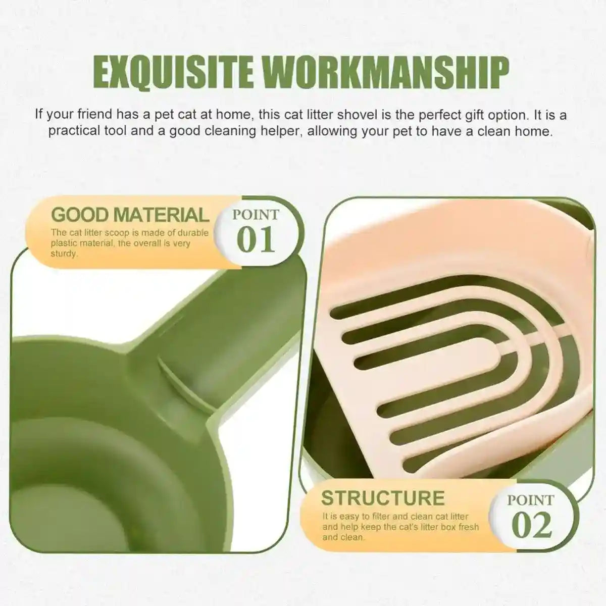 Detachable Cat Litter Scoop With Base Container For Easy Cleaning