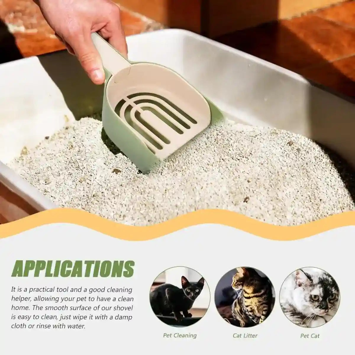 Detachable Cat Litter Scoop With Base Container For Easy Cleaning