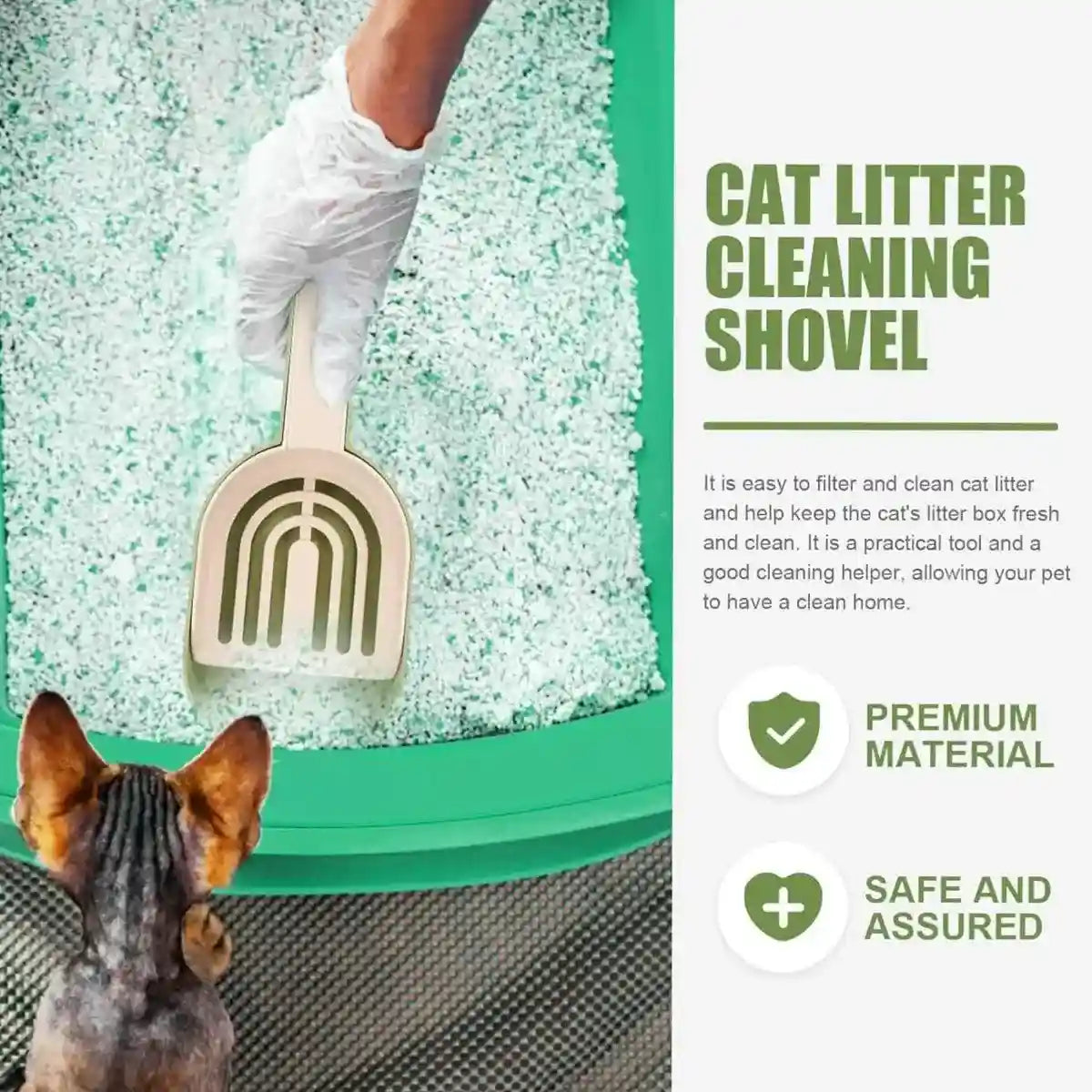 Detachable Cat Litter Scoop With Base Container For Easy Cleaning