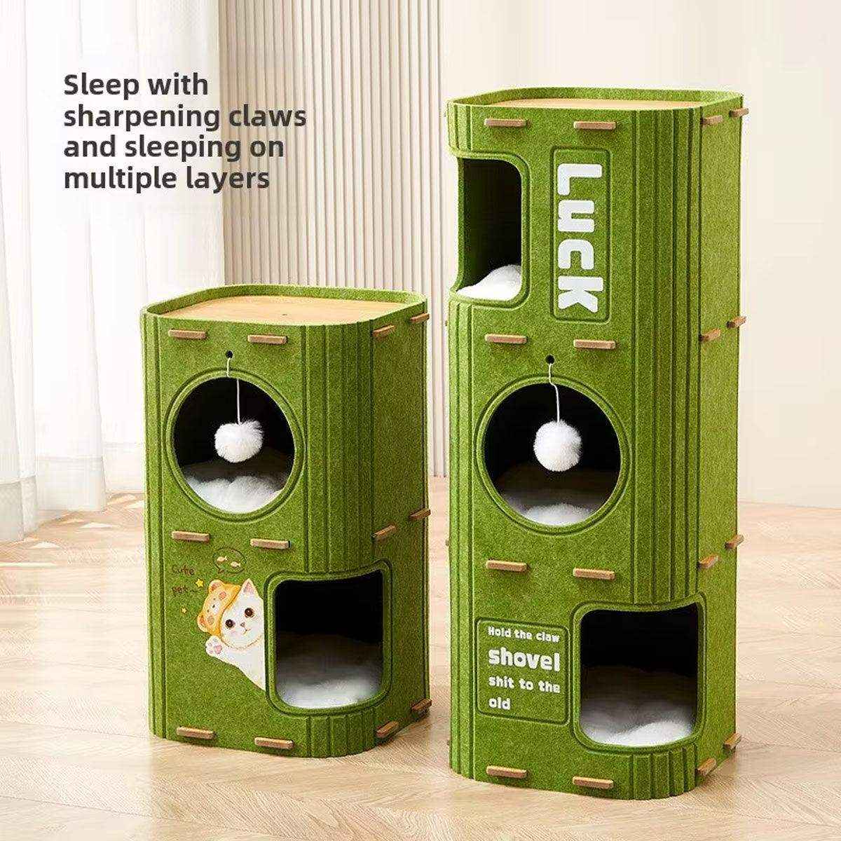 Modern Felt Multi-Layer Cat House for Play and Relaxation
