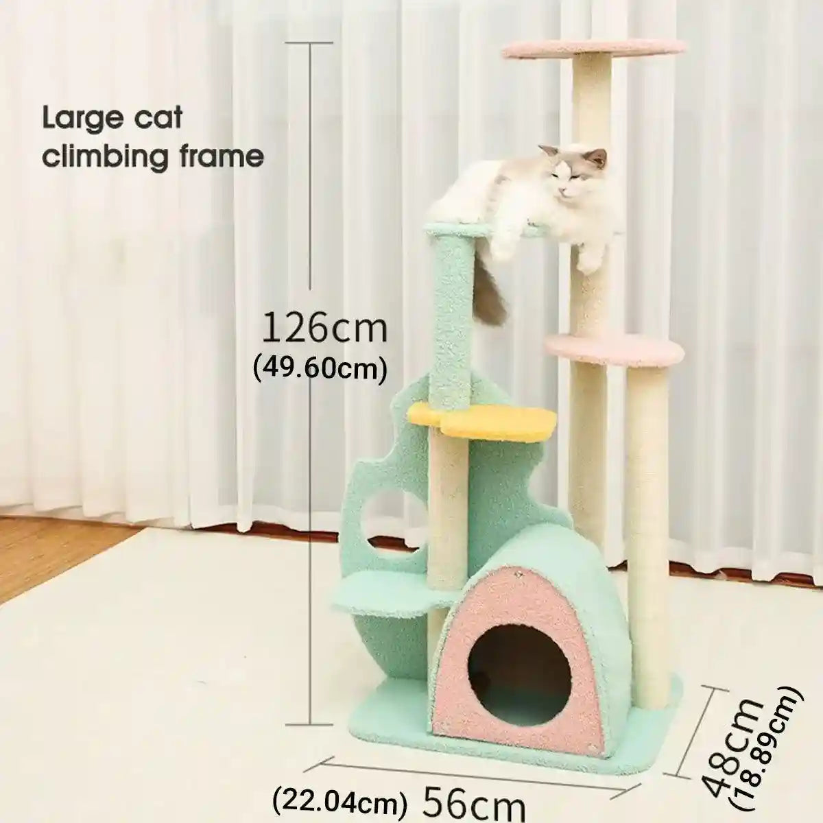 Modern Multi-Level Cat Climbing Tower with Plush Hideaway