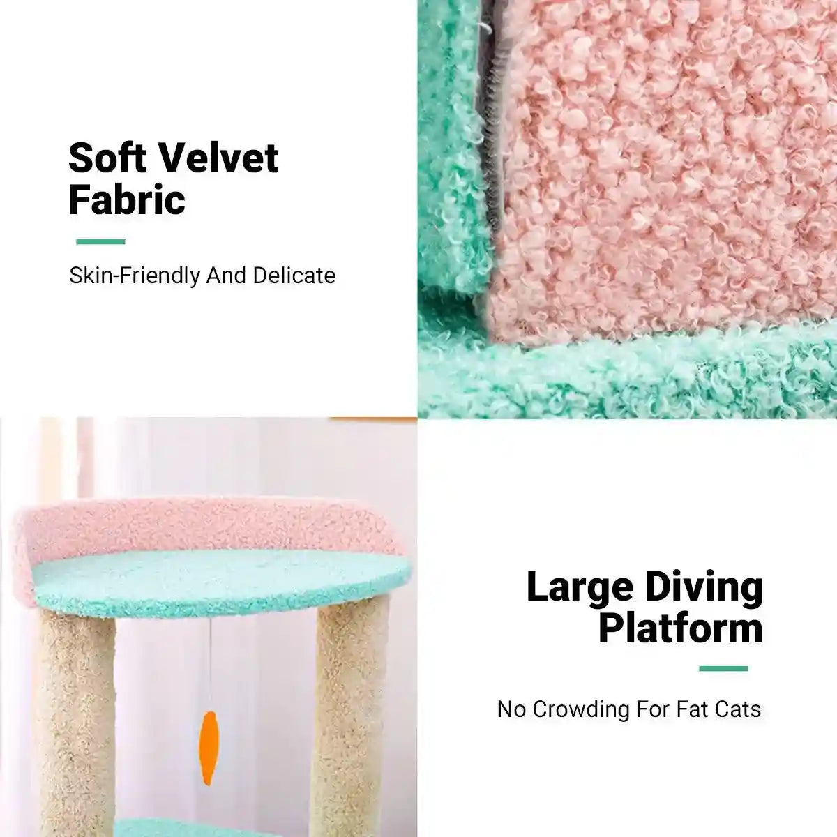 Modern Multi-Level Cat Climbing Tower with Plush Hideaway