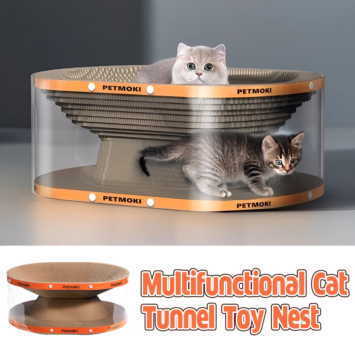 2-In-1 Cat Tunnel Bed With Scratcher Board