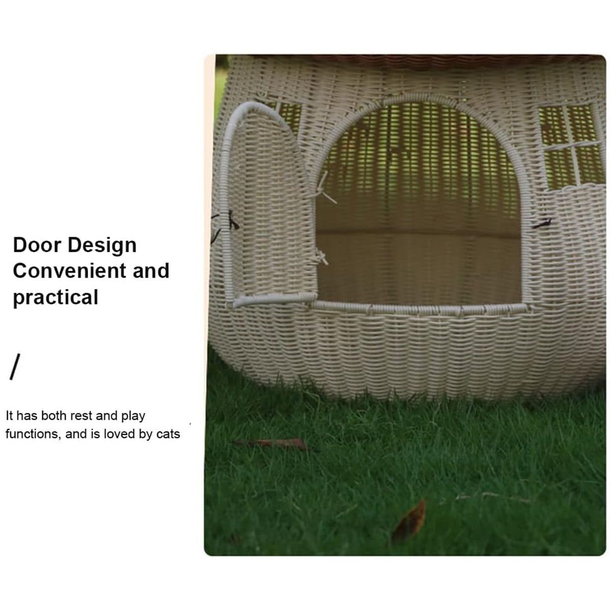 Rattan Mushroom Cat House Bed