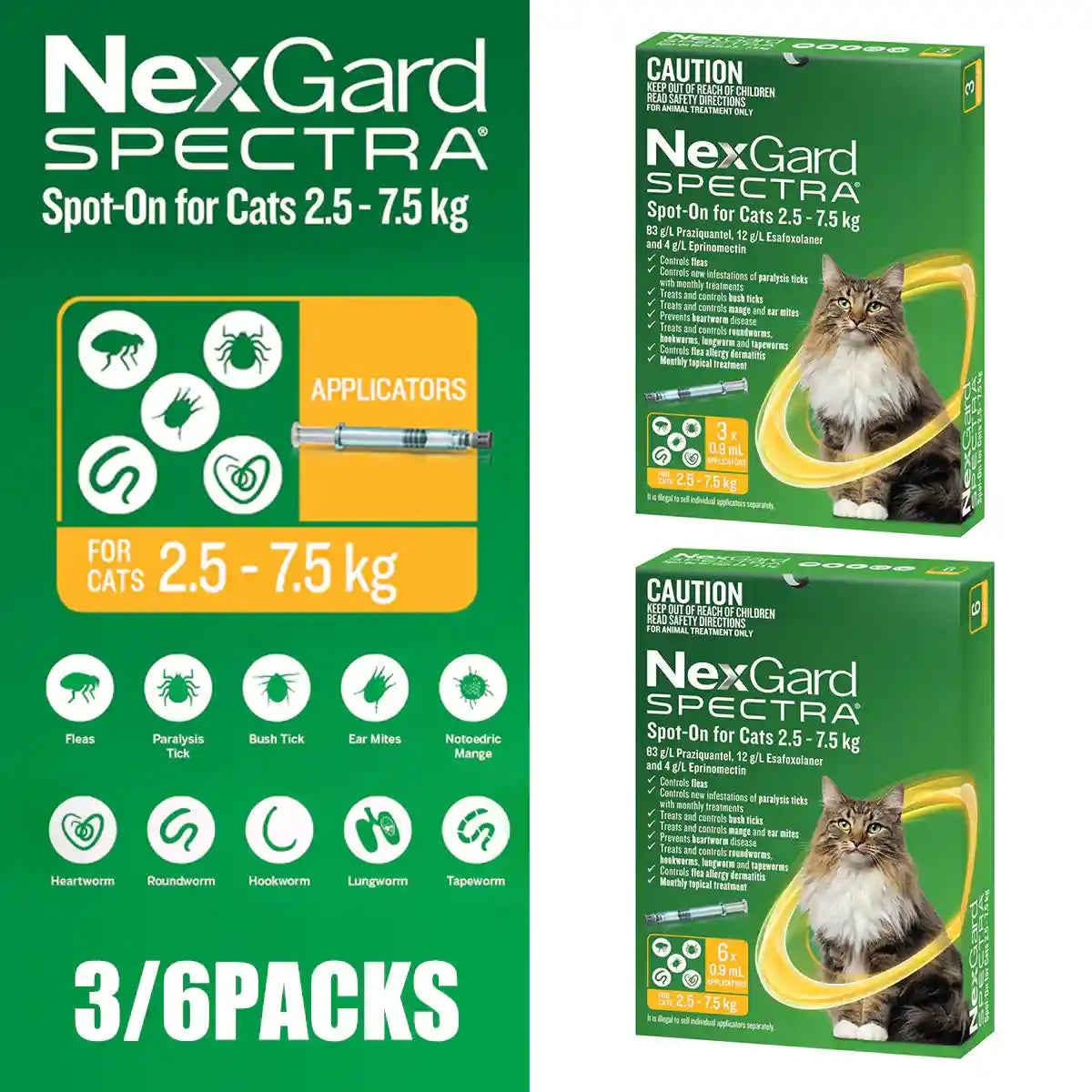 NEXGARD SPECTRA Spot On For Large Cats Yellow 3'S/6'S