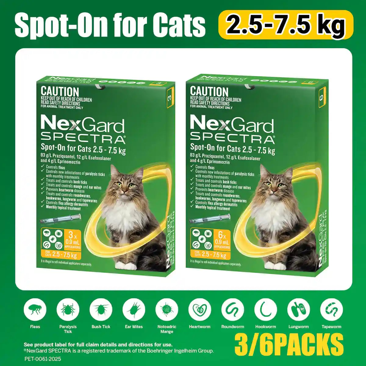 NEXGARD SPECTRA Spot On For Large Cats Yellow 3'S/6'S