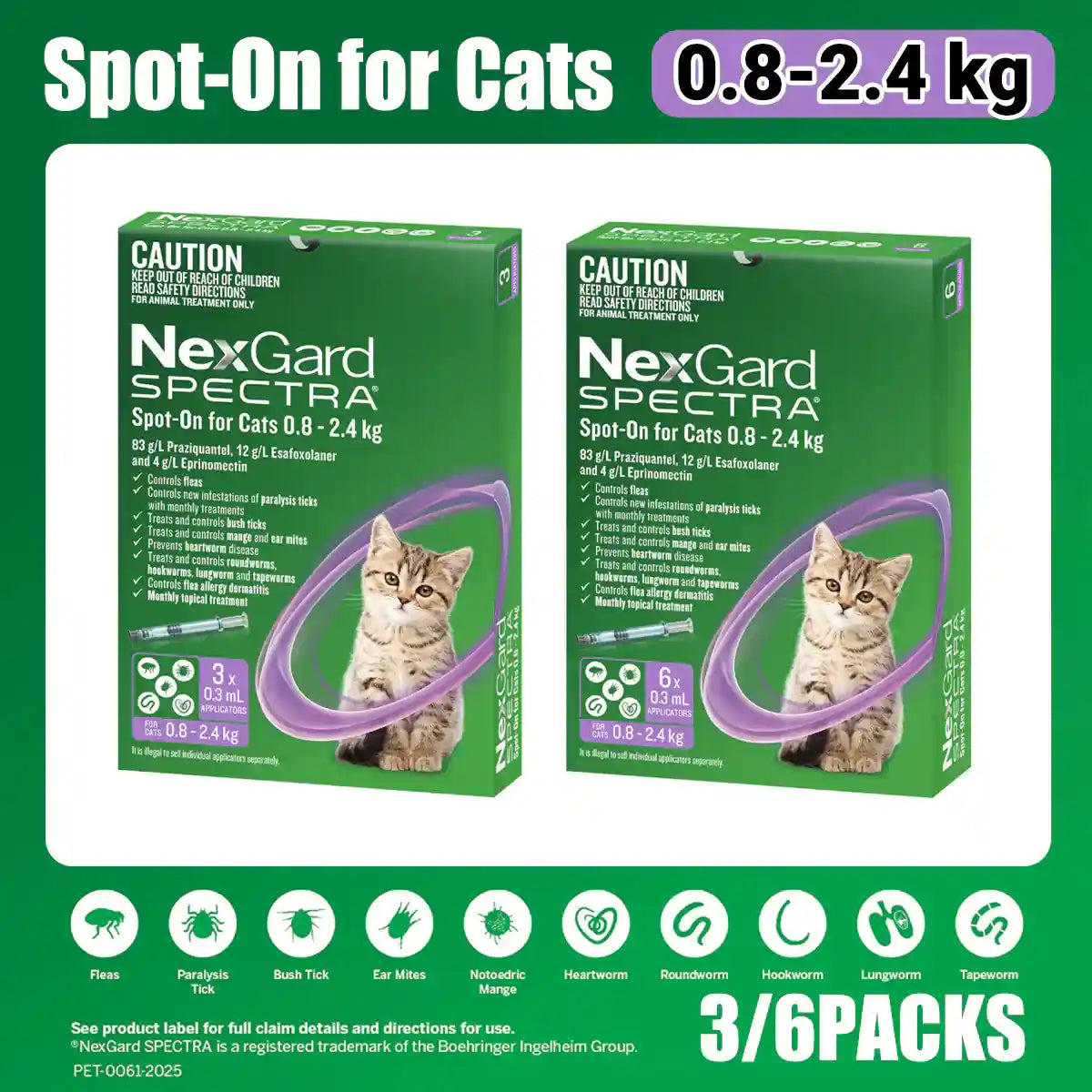 NEXGARD SPECTRA Spot On For Small Cats And Kittens Purple 3'S/6'S