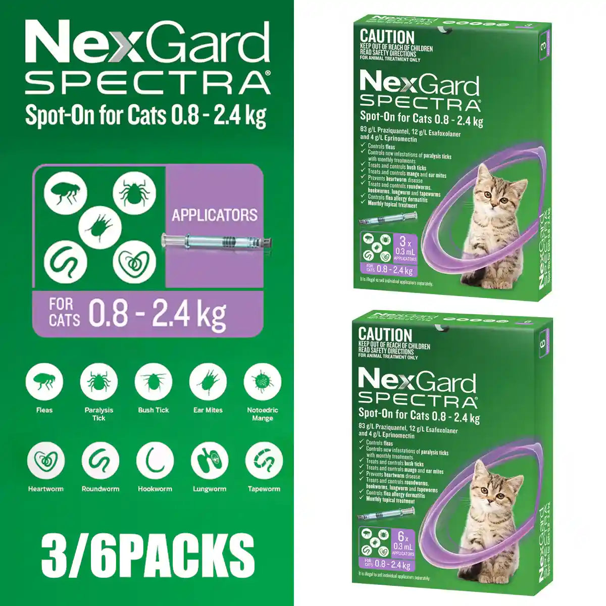 NEXGARD SPECTRA Spot On For Small Cats And Kittens Purple 3'S/6'S