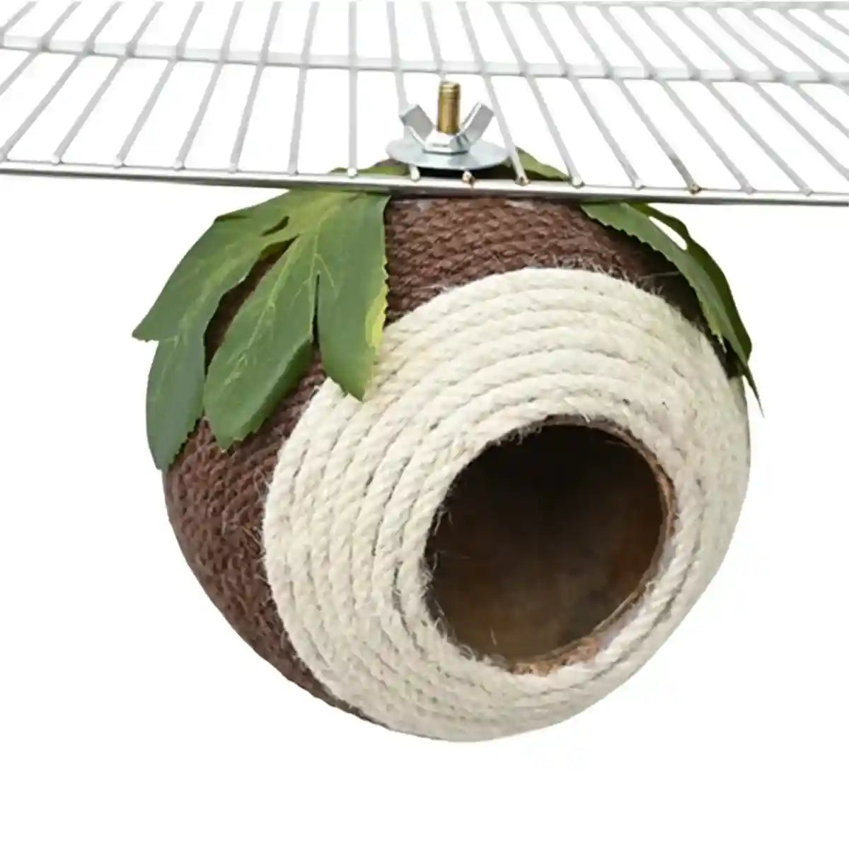 Natural Coconut Shell Bird Nest with Hanging or Screw Mount