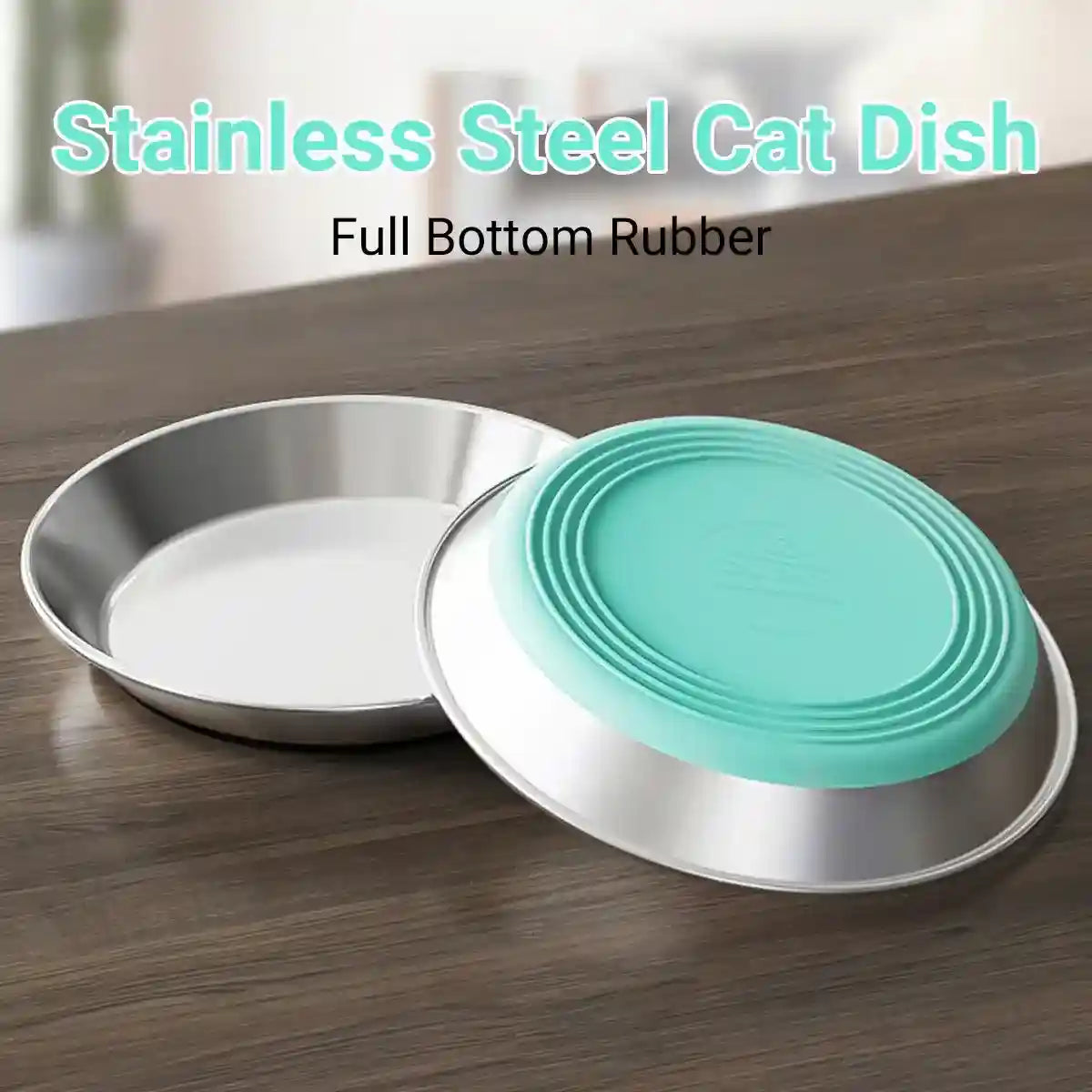 Anti-Slip Pet Dish with Stainless Steel Cat Bowl Design for Clean Feeding
