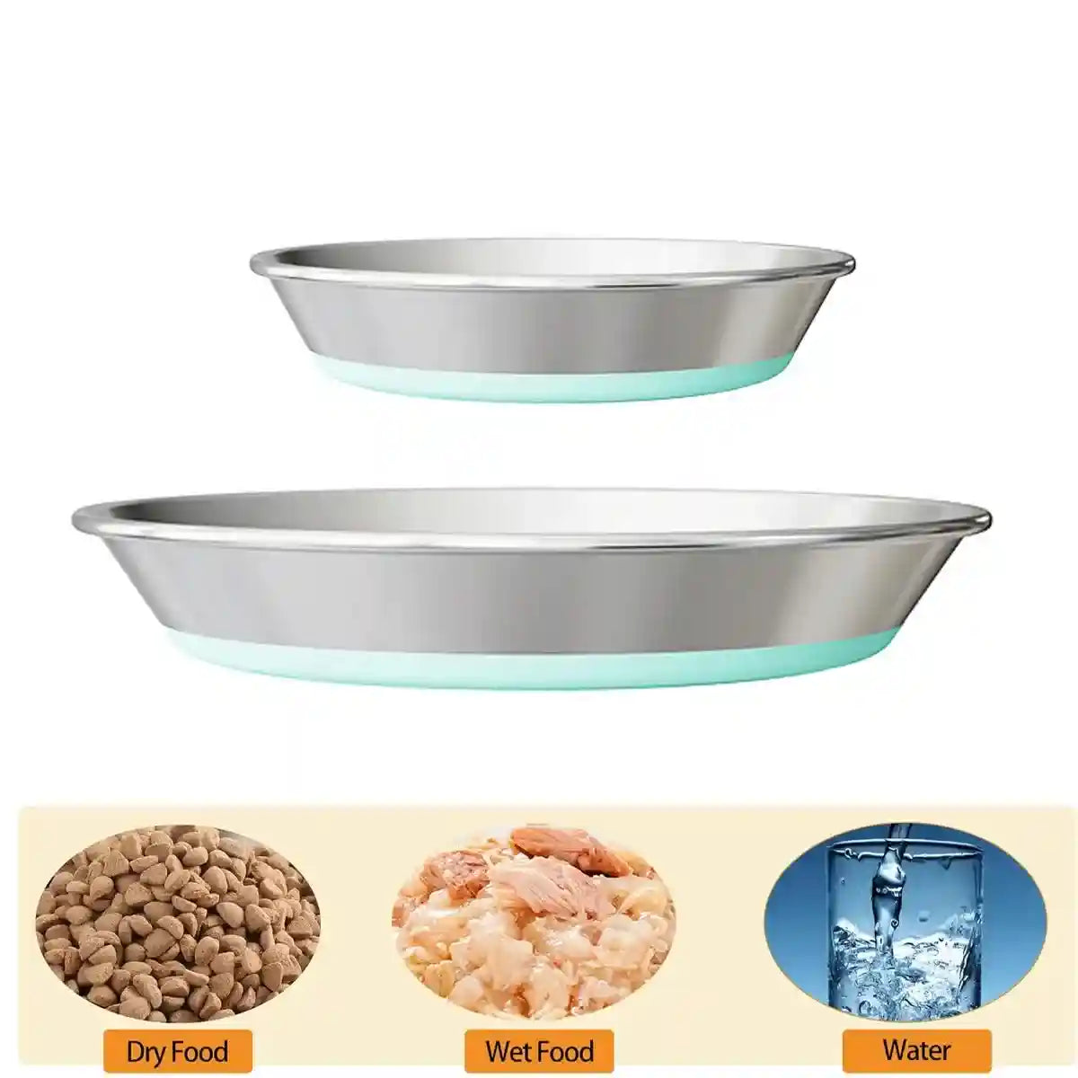 Anti-Slip Pet Dish with Stainless Steel Cat Bowl Design for Clean Feeding
