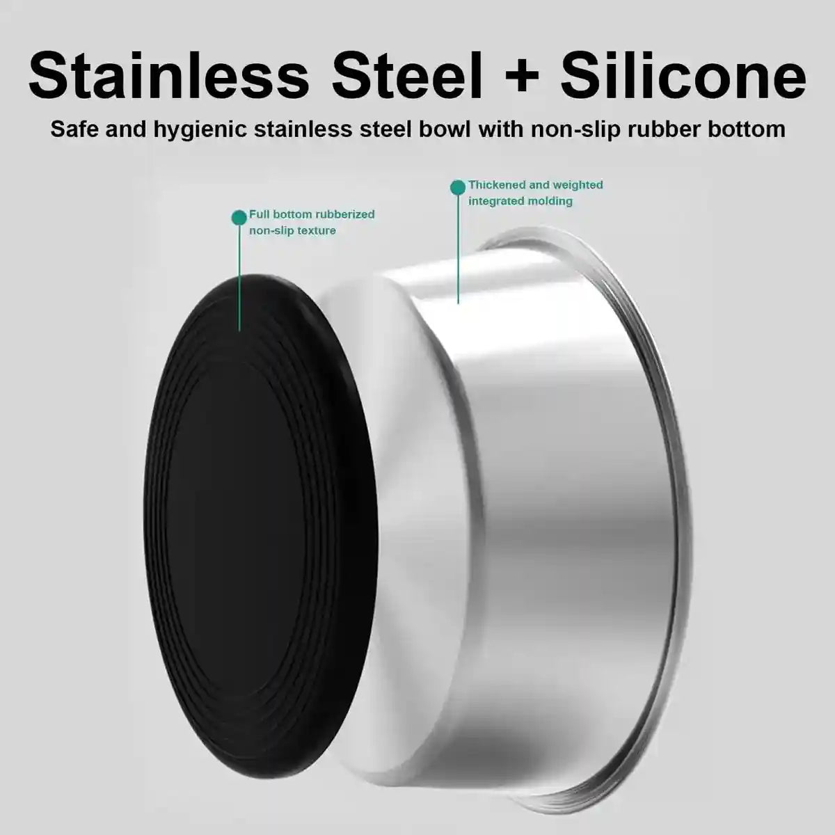 Stainless Steel Pet Dish with Non Slip Dog Bowl Base for Clean Feeding