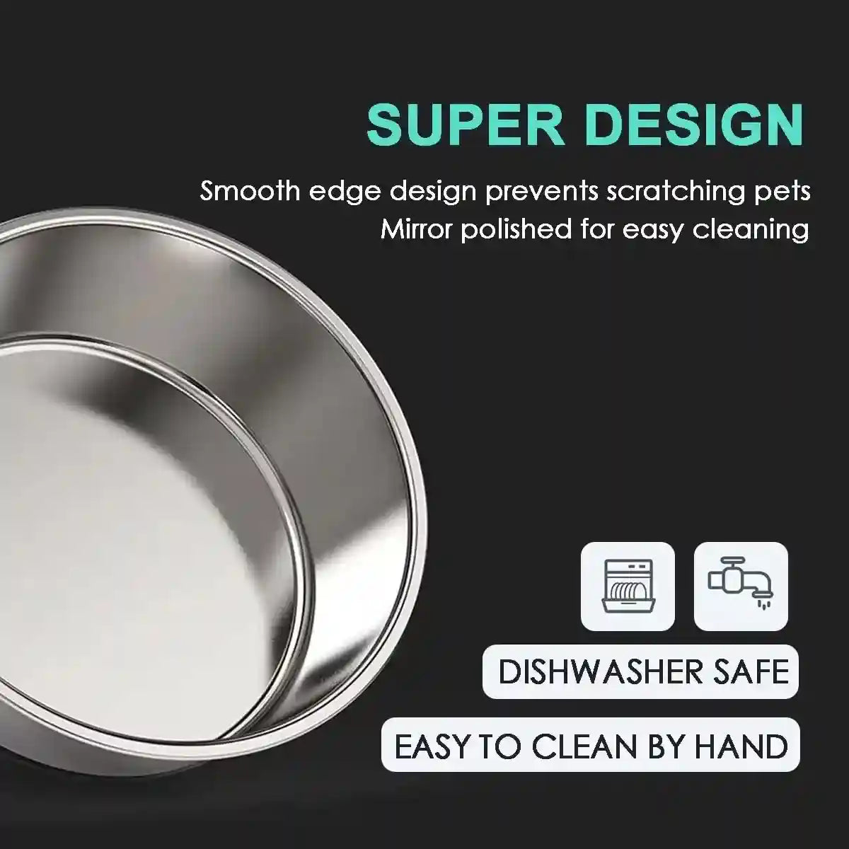 Stainless Steel Pet Dish with Non Slip Dog Bowl Base for Clean Feeding