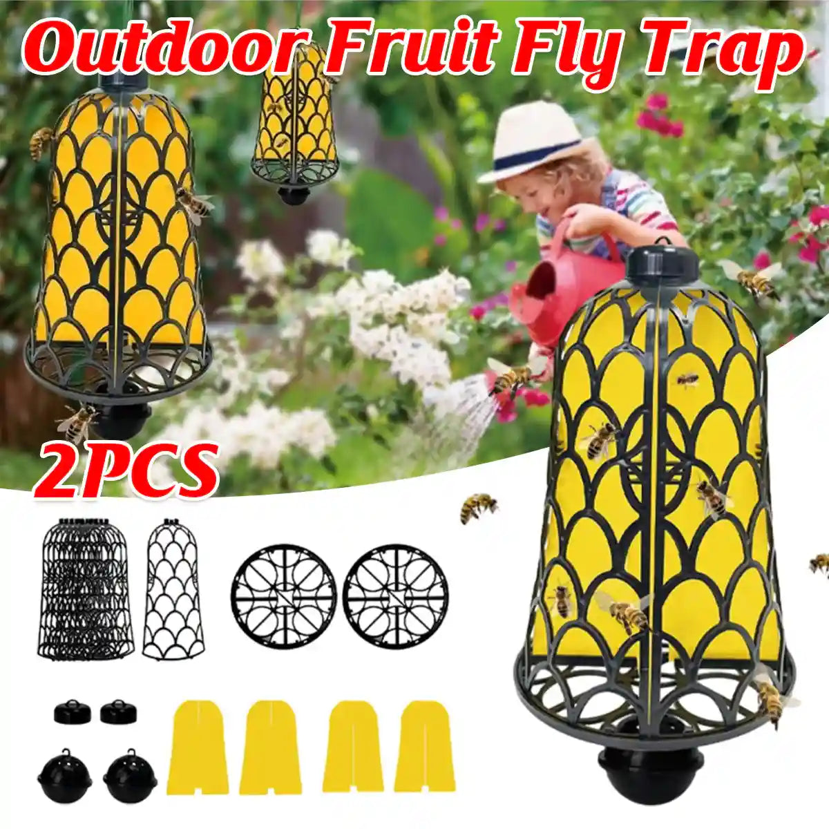 Outdoor Fruit Fly & Bee Traps Set of 2 Bell-Type Insect Traps