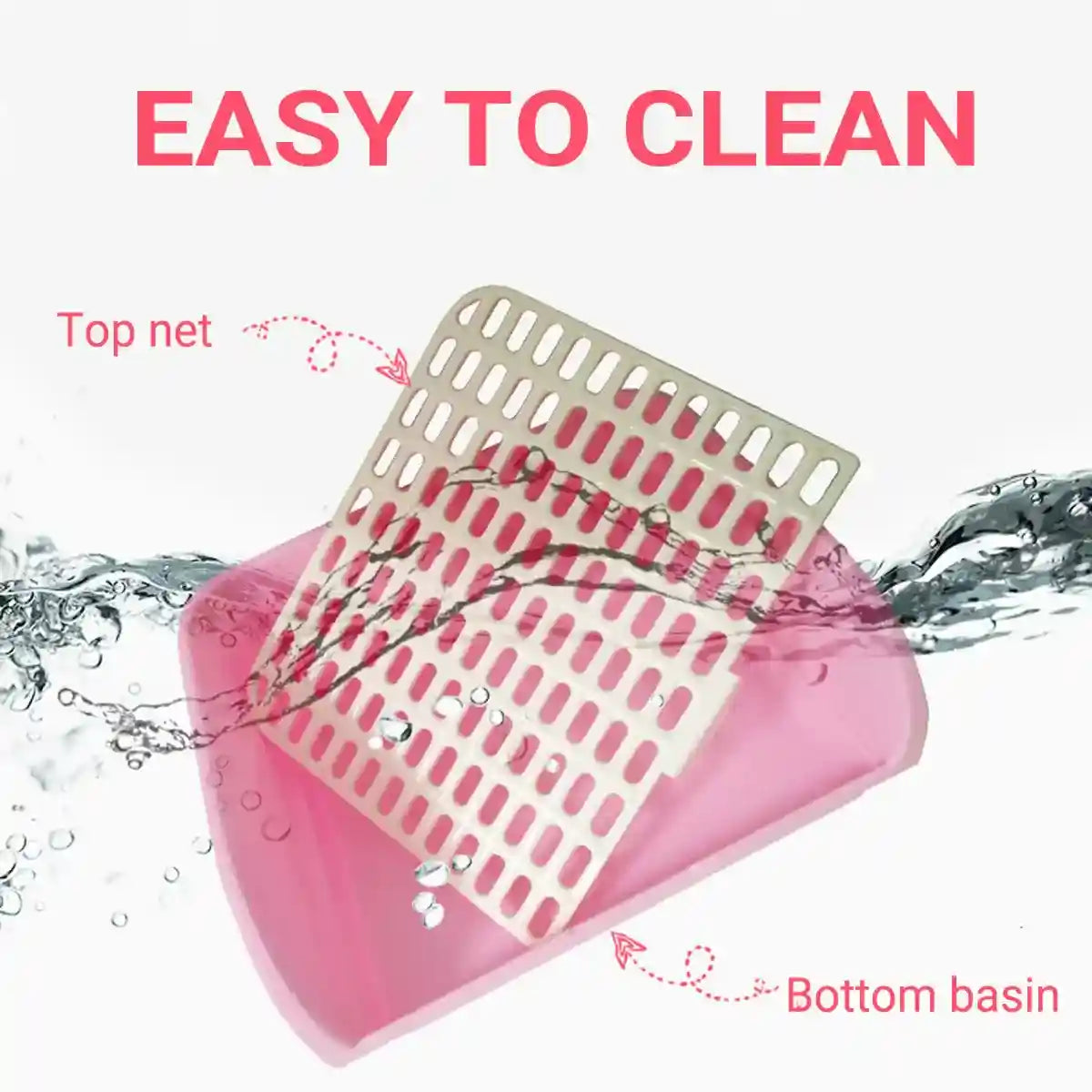 Spacious Rabbit Toilet with Splash Guard & Removable Mesh Grid