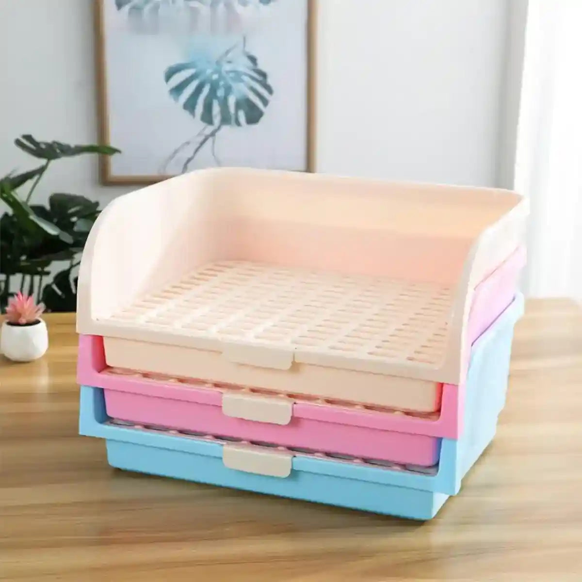 Spacious Rabbit Toilet with Splash Guard & Removable Mesh Grid