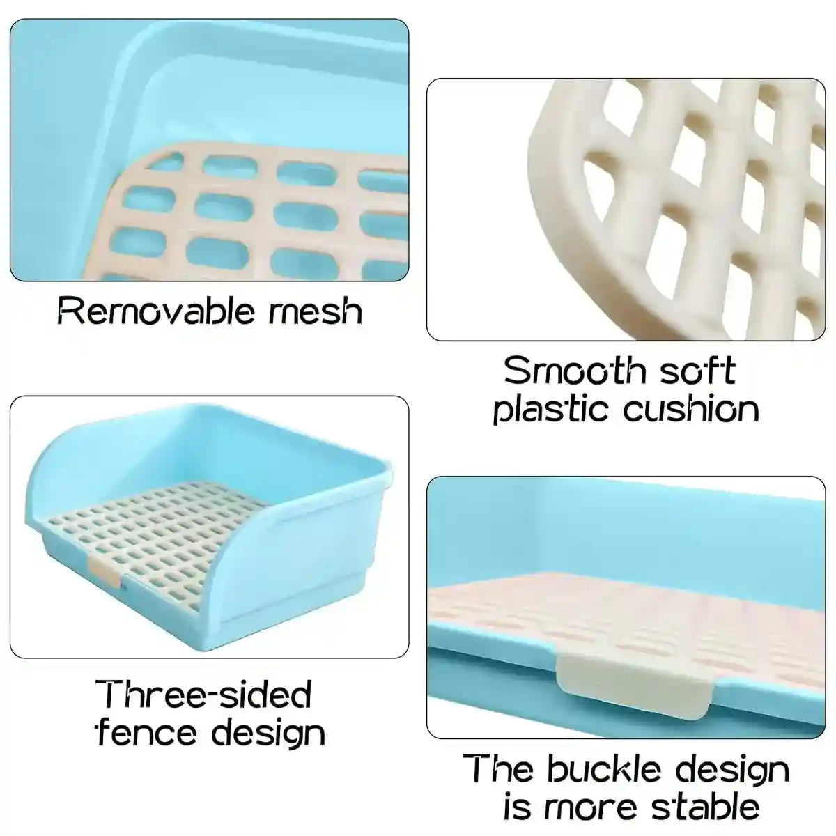 Spacious Rabbit Toilet with Splash Guard & Removable Mesh Grid