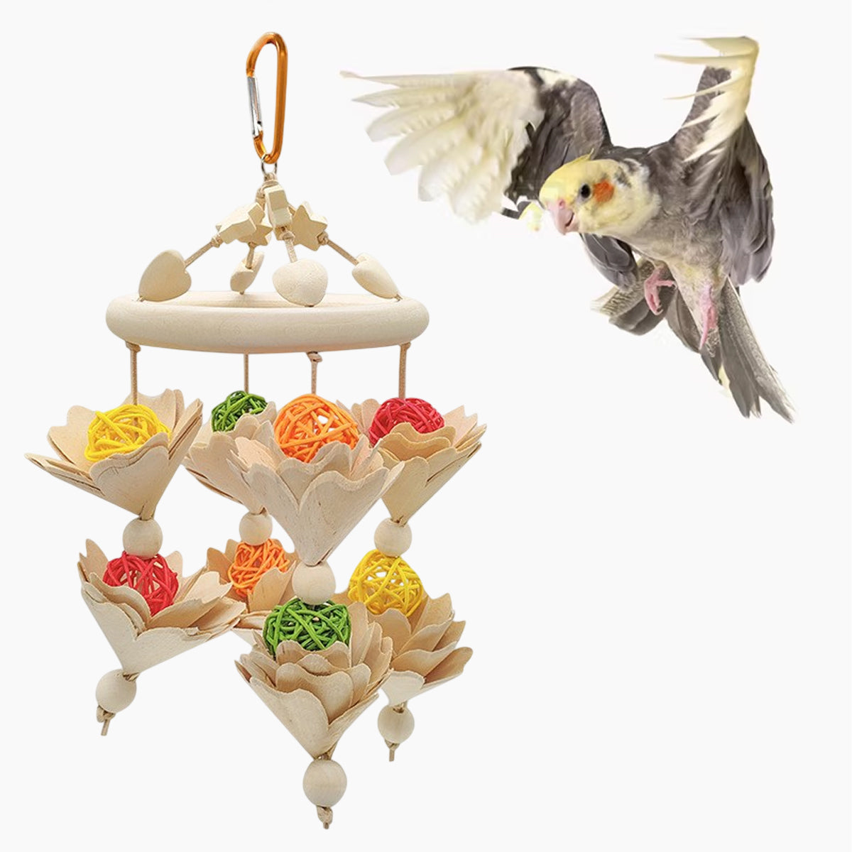 Hanging Wooden Parrot Chew Toy