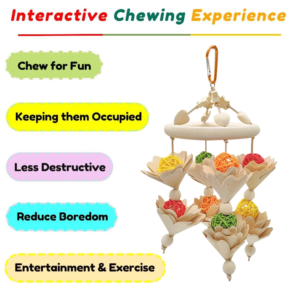 Hanging Wooden Parrot Chew Toy