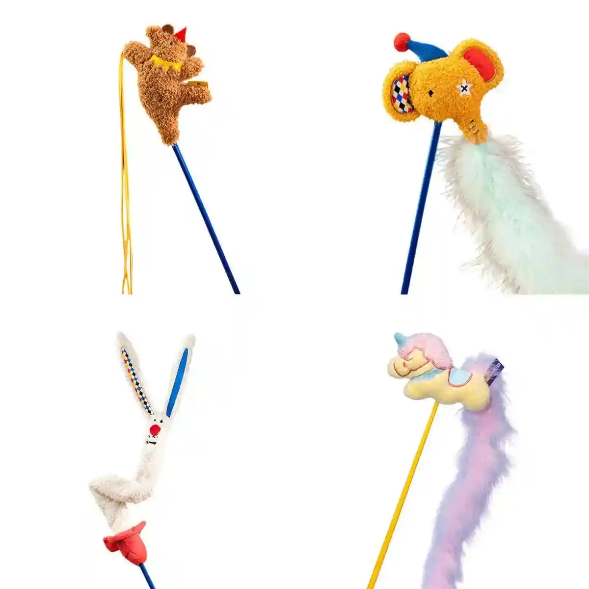 Interactive Cat Wand Toy Feather & Bell Teaser Stick for Playtime