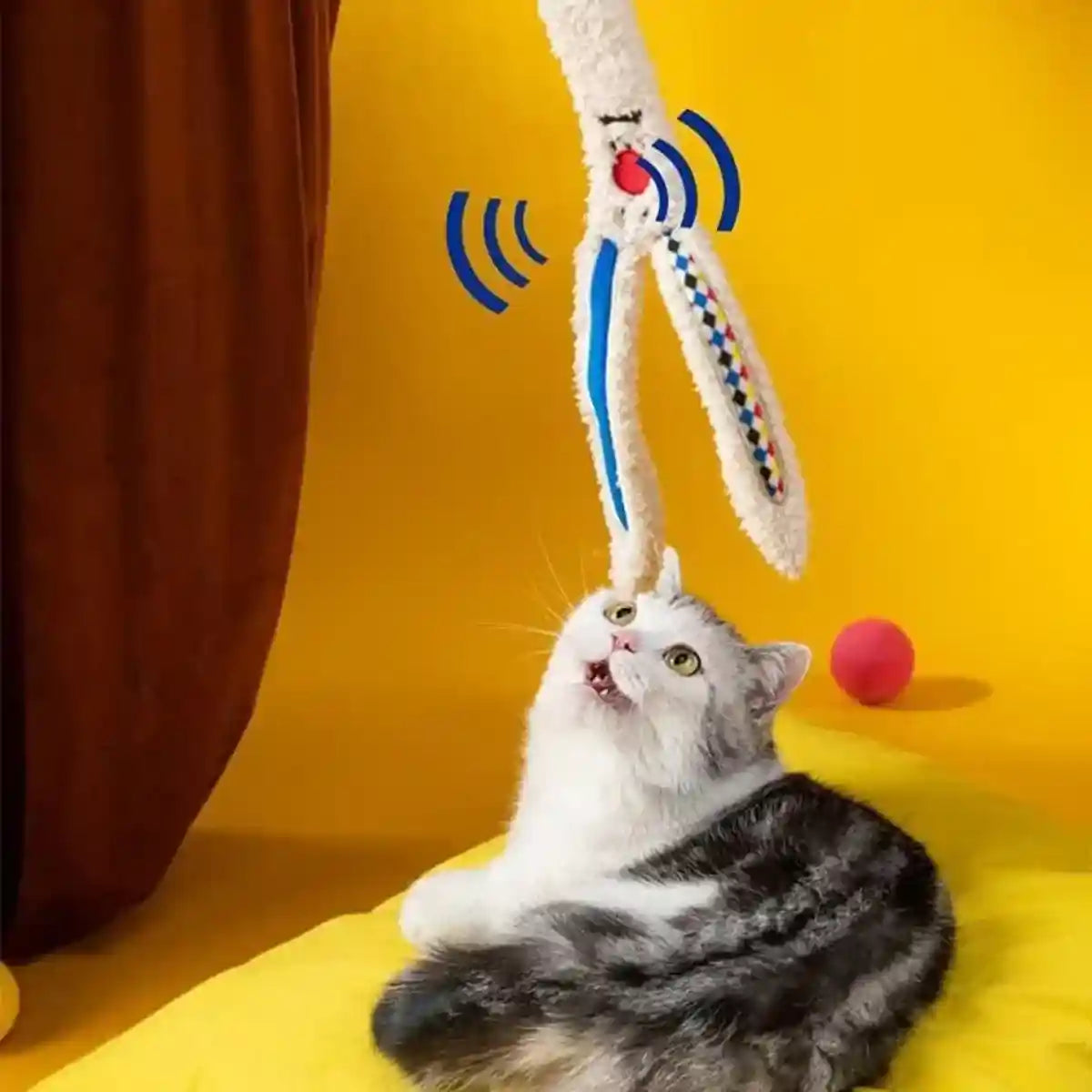 Interactive Cat Wand Toy Feather & Bell Teaser Stick for Playtime
