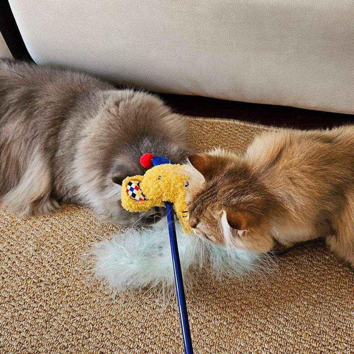 Interactive Cat Wand Toy Feather & Bell Teaser Stick for Playtime