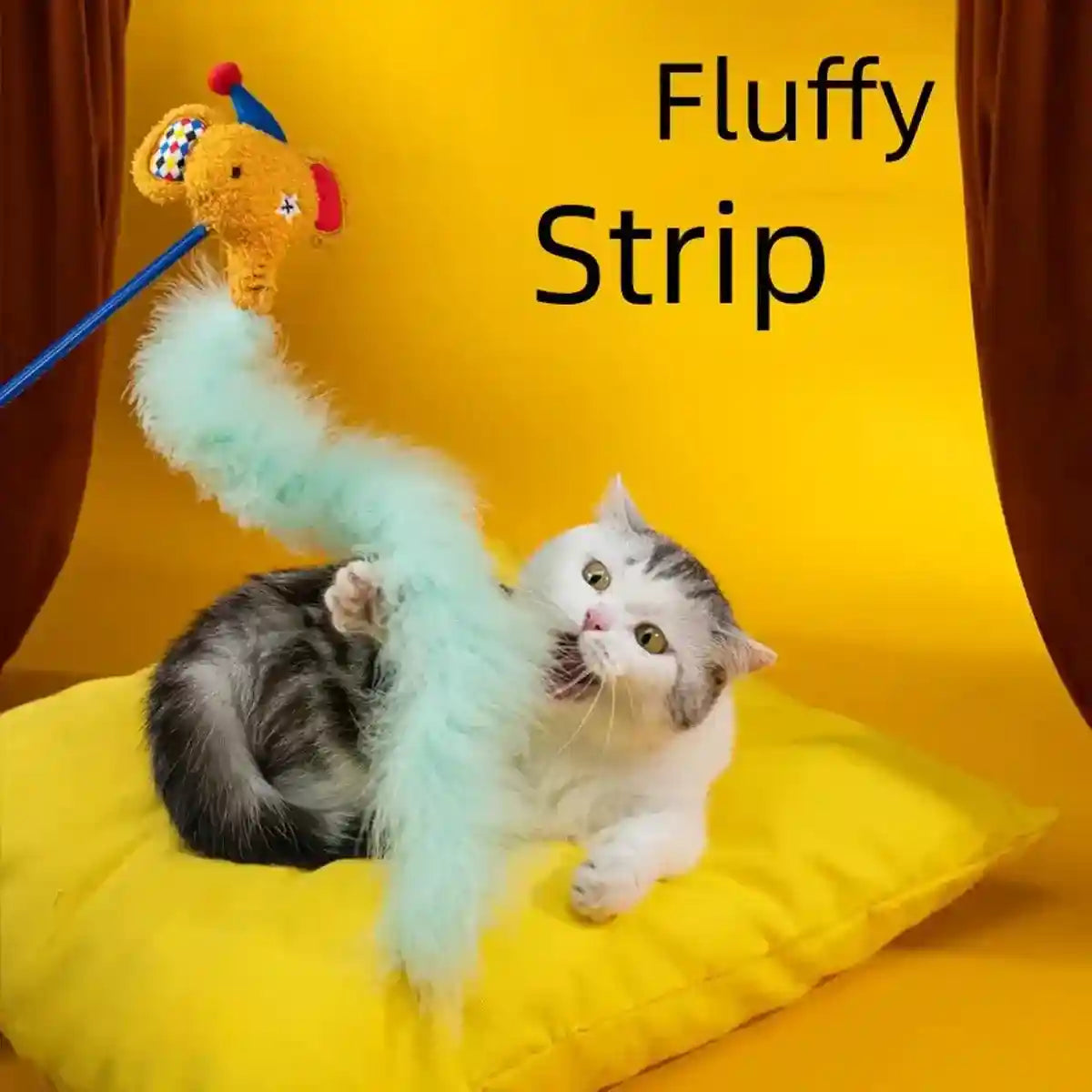 Interactive Cat Wand Toy Feather & Bell Teaser Stick for Playtime